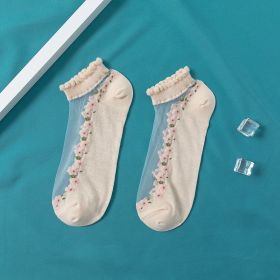 Women's Thin Spun Glass Lace Crystal Boat Socks (Option: Generate Color-Free Size)