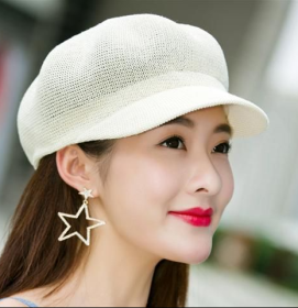 Summer Korean Version Is Good To Wear A Beret Hat (Option: Milky White-Adjustable)