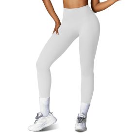 4 Sizes-5 Colors Option -- 1Pc Women's High Waist Workout Leggings Tummy Control Compression Yoga Tight Pants Gym Pants Athletic Running Leggings With (Option: XL-Pearl Grey)