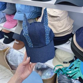 American Retro Denim Patch Ear Baseball Cap Waste Soil Style (Option: Dark Blue-Head Circumference 54to59CM)