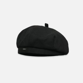 Big Head Circumference Makes Face Look Smaller Beret Winter All-matching Painter Cap (Option: MM970 Black-Free Size)