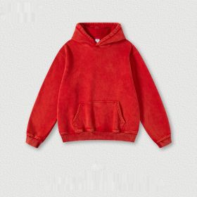 Men's Fashion Retro Velvet Padded Hooded Sweatshirt (Option: Red-M-Tops)