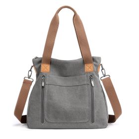Women Totes All-match Portable Large-capacity Female Canvas Bag Female Casual Shoulder Bags (Option: grey)