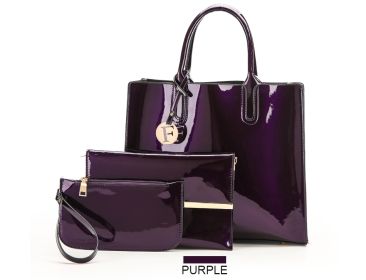 3 Sets Leather Handbags (Option: Purple)
