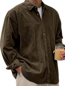 Casual Loose Men's Autumn And Winter Thick Shirt Jacket (Option: Brown-S)