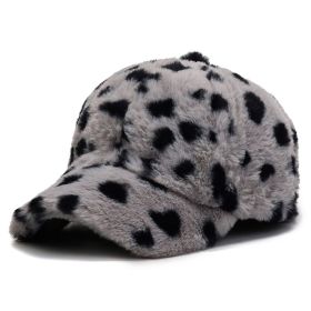 Fashion Leopard Fleece Baseball All-matching Peaked Cap (Option: Gray Dots-Adjustable)