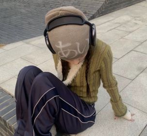 Street Style Letters Pile Heap Cap Beanie Hat Female Autumn And Winter Street (Option: Day Khaki-M)