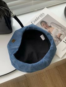 New C-letter Japanese Versatile Cowboy Beret (Option: Medium denim)