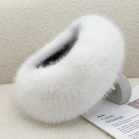 Autumn And Winter Fur No Topless Hat Hair Ring Fur Thickening (Option: White-Free Size)