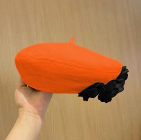 A Fashionable And Fluffy Painter's Hat That Makes Your Face Look Good (Option: Orange-One size)