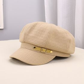 Women's Outdoor Warm Sunshade Pleated Octagonal Hat (Option: Khaki-M)