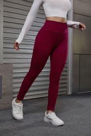 Autumn And Winter Women's Velvet Lift Hip Tight Pants With Elastic High Waist Sports Tight Pants (Option: Red-L)