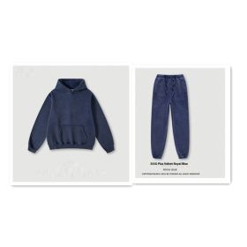 Men's Fashion Retro Velvet Padded Hooded Sweatshirt (Option: Royal Blue-L-Suit)