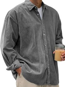 Casual Loose Men's Autumn And Winter Thick Shirt Jacket (Option: Gray-S)