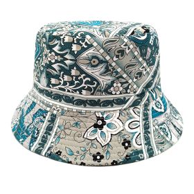 Paisley Bucket Hat Color Matching Printing Double-sided Wear (Option: Lake Blue-M)