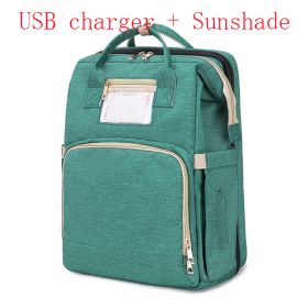 Portable Folding Crib Mummy Bag Portable (Option: Green Sunshade USB)