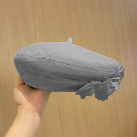 A Fashionable And Fluffy Painter's Hat That Makes Your Face Look Good (Option: Grey-One size)