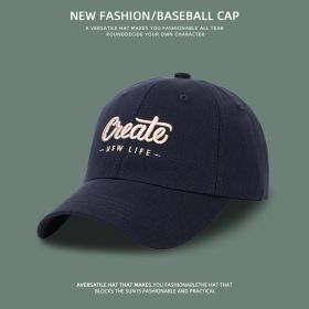 Korean Hat Women's All-match Face-looking Small Embroidered Letters (Option: Navy Blue-Adjustable)