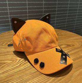 A Niche Baseball Cap With Three-dimensional Cat Ears (Option: Orange)