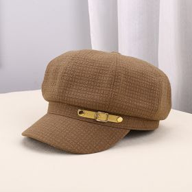 Women's Outdoor Warm Sunshade Pleated Octagonal Hat (Option: Coffee-M)