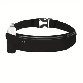 Breathable Invisible Running Waist Pack - Nylon With Lock Closure, Reflective Strips & Multiple Pockets For Hiking, Dog Walking, Gym - Unisex Design F (Option: Black)