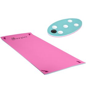 12' x 5' Lily Pad Floating Mat with Cup Holder Table, 3-Layer Portable Roll-Up Water Mat Float Dock for 2-3 People, on Lake, River, Beach, Swimming Po (Option: Pink-1540x420x420 mm)
