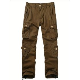Three-dimensional Pocket Overalls Men's Multi-pocket (Option: Eight Pockets Brown-29)