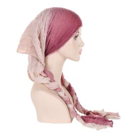 Tam-o'-shanter Hand-woven Braid Bandana Scarf Female Cap (Option: Pink Rice Gradient)