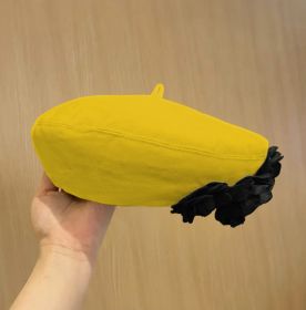 A Fashionable And Fluffy Painter's Hat That Makes Your Face Look Good (Option: Yellow-One size)