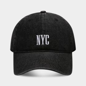 American Retro Denim Alphabet Peaked Cap (Option: Black-Adjustable)