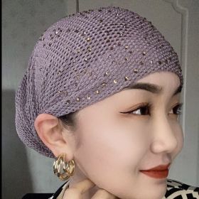 Elastic Hot Drilling Toque Fashion (Option: Ancient Purple-Free Size)