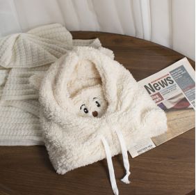 Hat Ear Protection And Wind Protection Outdoor Female Single-layer Fleece-lined (Option: Mask bear WHITE)