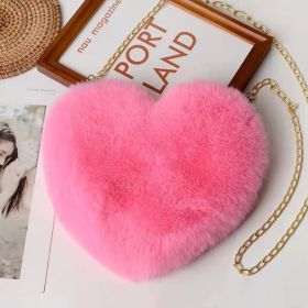 Love Bags For Women Plush Chain Shoulder Bags Valentine's Day Party Bag (Option: Bright pink)