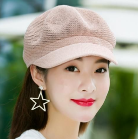 Summer Korean Version Is Good To Wear A Beret Hat (Option: Light pink-adjustable)