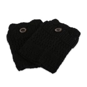 1Pair Women Winter Crochet Knit Leg Warmers (Option: Black)