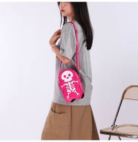 Halloween Skull Shoulder Bag Y2K Fashion Funny Cute Messenger Crossbody Bags Women Small Phone Bag (Option: Rose Pink)