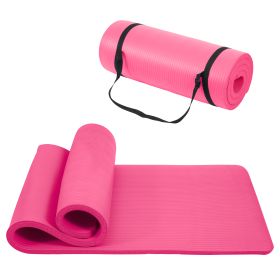 Only Supports Self Pickup  Yoga Mat, One Inch Thickened High-density Practice Mat, Tear-resistant Practice Yoga Mat With Straps, Suitable For All Kind (Option: Pink)