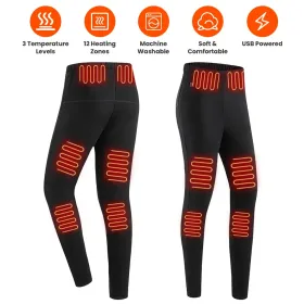 Winter Heated Pants For Men Women With 12 Heating Zones 5V USB Powered Heating Trouser With 3 Heating Levels Machine Washable For Outdoor Winter Activ (Option: L)