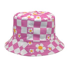 Korean Style Chessboard Plaid Spring And Summer New Bucket Hat Sun-proof (Option: Pink-M)