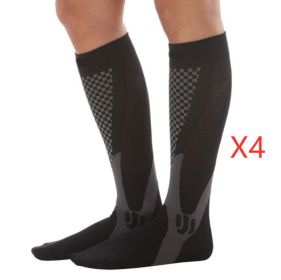 Compression Socks For Men&Women Best Graduated Athletic Fit For Running Flight Travel Boost Stamina Circulation&Recovery Socks (Option: Black 4PC-L XL)