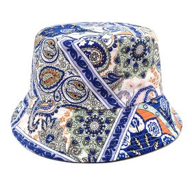 Paisley Bucket Hat Color Matching Printing Double-sided Wear (Option: Sapphire Blue-M)
