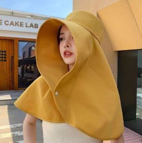 Integrated Neck And Shawl Sunscreen Hat (Option: Yellow-Free Size)