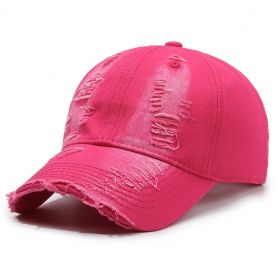 Street Hole Vintage Baseball Cap Men Do The Old Cowboy Washed (Option: Rose Red-Adjustable)