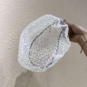 Mesh Hat Cover Gray Hair Lace Pile Heap Cap Thin Spring Women's Big Head Circumference (Option: White-Adjustable 56 To 58cm)