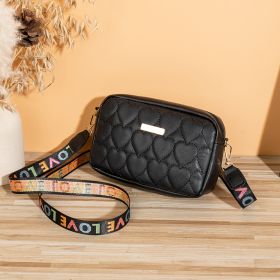 All-matching Casual Heart-shaped Embroidered Bag (Option: Black)