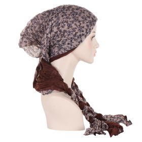 Tam-o'-shanter Hand-woven Braid Bandana Scarf Female Cap (Option: Coffee Flowers)