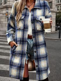 Women's Plaid Shack Set, Oversized Flannel Shirt Jacket And Worn-out Denim Shorts, Paired With Knee High Boots In A 90s Retro Style, A Must-have For A (Option: S)