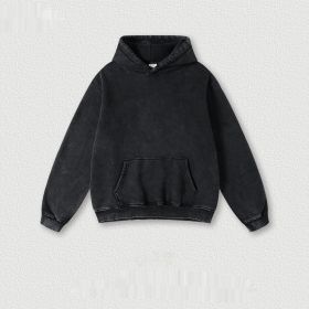 Men's Fashion Retro Velvet Padded Hooded Sweatshirt (Option: Vulcanized Black-M-Tops)
