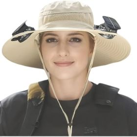 Solar Cooling Hat With Built-in USB Fan - For Outdoor Camping, Beach, And Construction - Lightweight And Breathable Sun Protection Hat For Men And Wom (Option: Khaki 1ps)