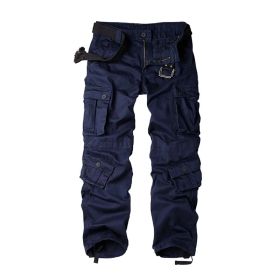 Three-dimensional Pocket Overalls Men's Multi-pocket (Option: Eight Pockets Navy Blue-29)